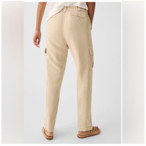 FAHERTY Arlie Day Cargo Casual Pant Linen Soft Blend Safari Beige Large $148 NWT - Picture 2 of 12